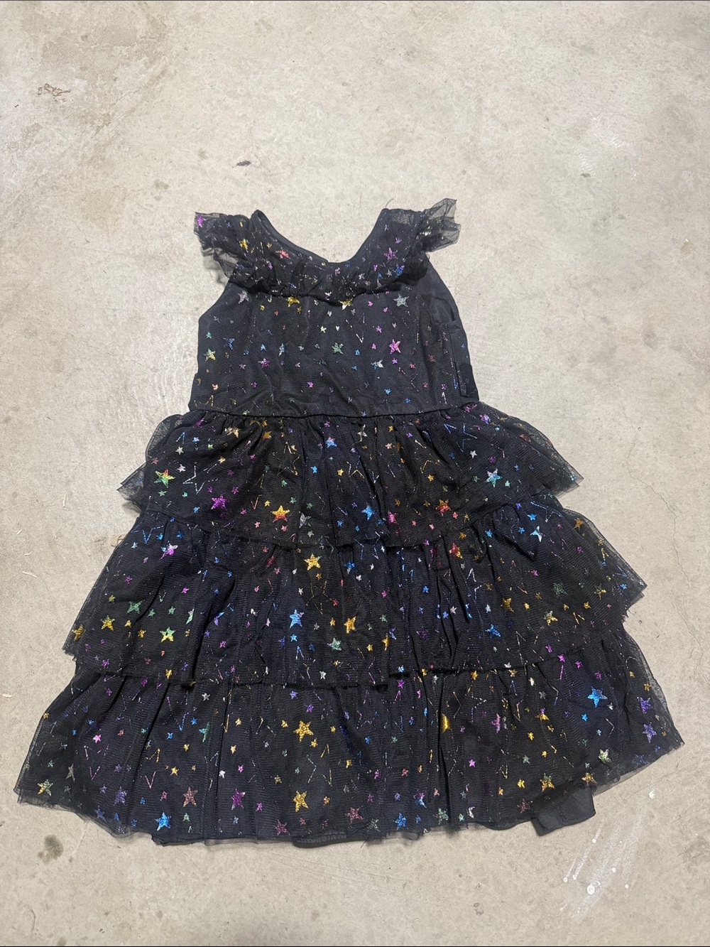 Pippa & Julie Black Tulle Dress with Multicolor Star Print